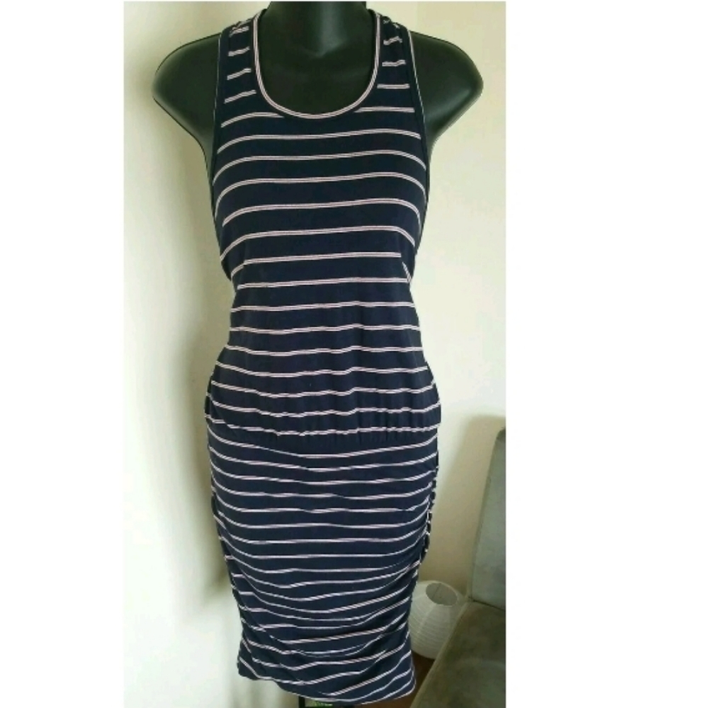 Sundry Womens Cotton Blue Striped Sleeveless Drop